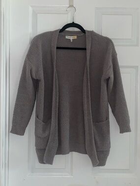 Hazel moon gray fuzzy cardigan sweater XS